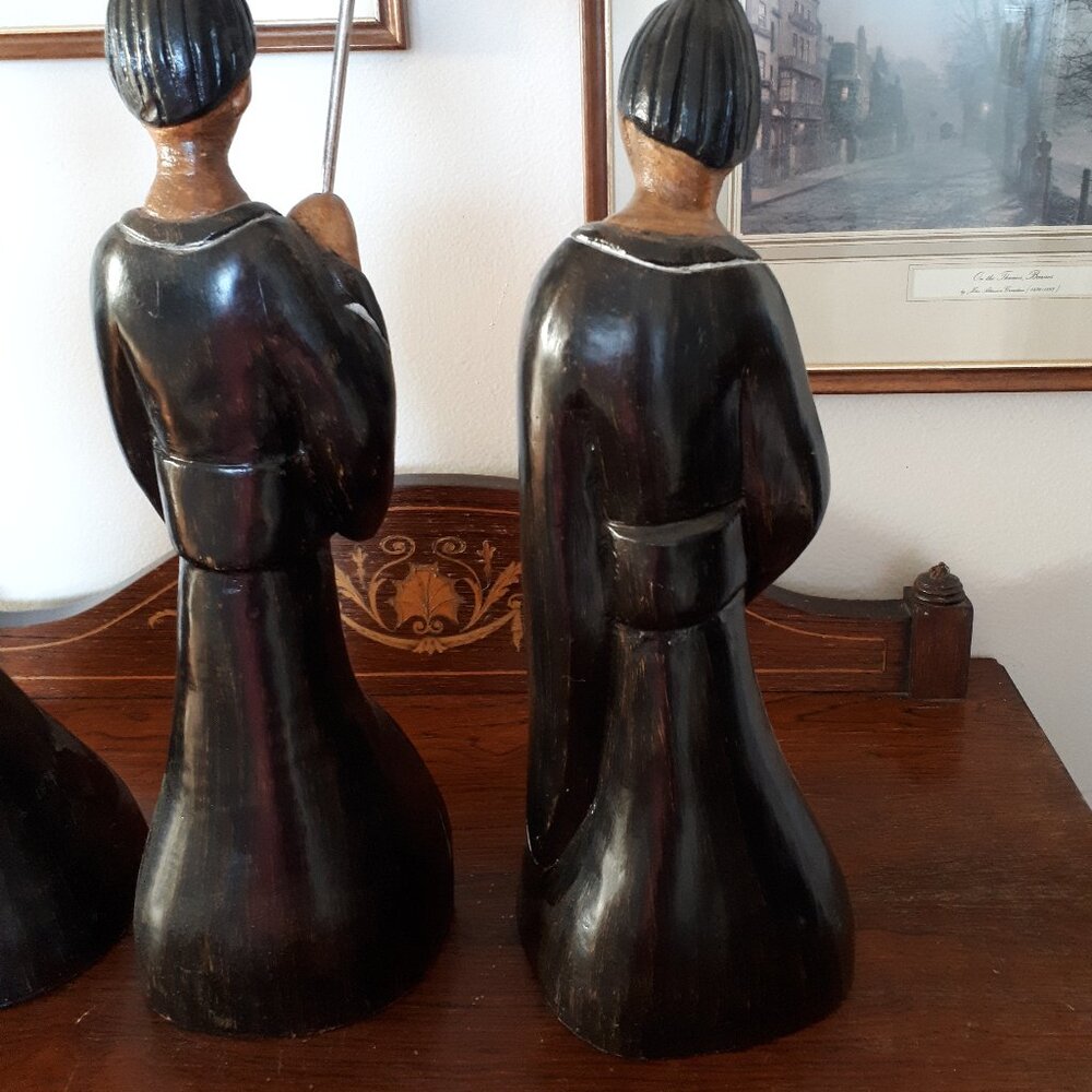 Lot of three large Japanese Geisha Figures - Made of Wood - Picture 8 of 10